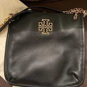 Tory Burch black leather crossbody bag.